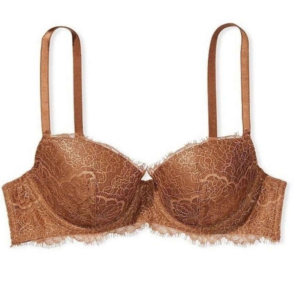 🆕️  NWT Victoria's Secret 36D Lightly Lined Underwire Lace Bra Bronze Brown